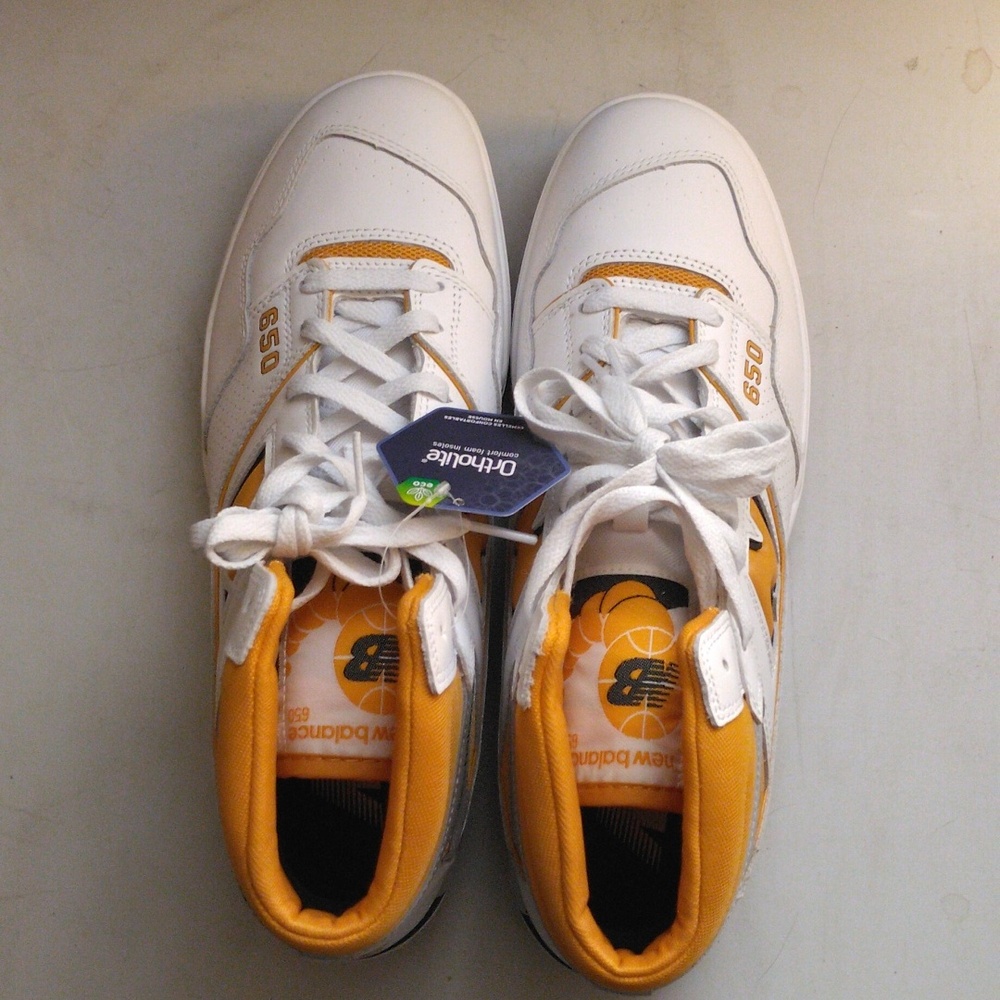 New Balance 650 White Orange Canyon Size 12 - Picture 3 of 4